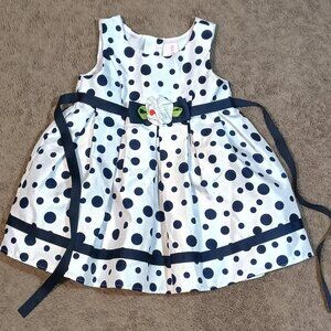 Jenny & Me Dress Girls 18M White Blue Polka Dot Sleeveless Rosette Spring Party
